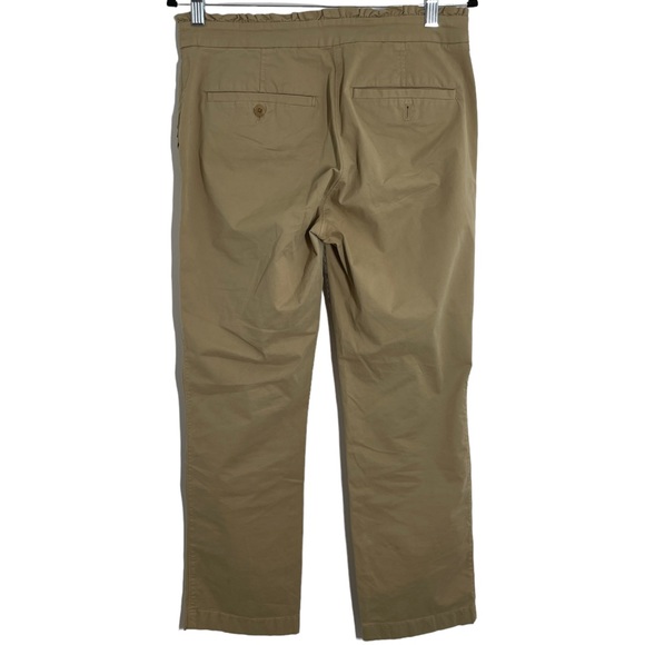 J. Crew Crop Ruffle Chino Pant Khaki G2041 Size 4 Classic Basic Career - Picture 3 of 11